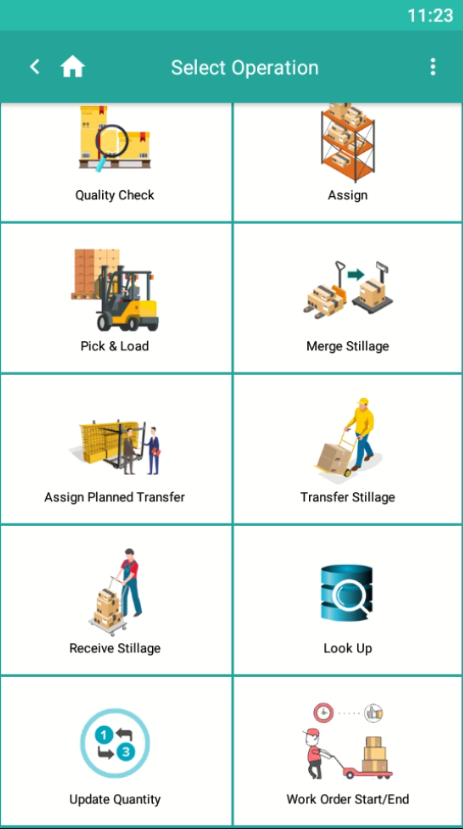 dsInventory mobile app: Select Operation screen